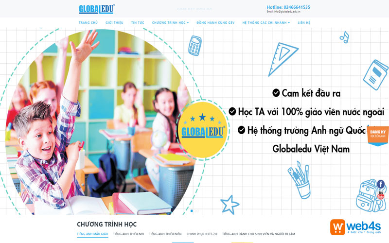 Giao diện mẫu thiết kế website elearning Web4s